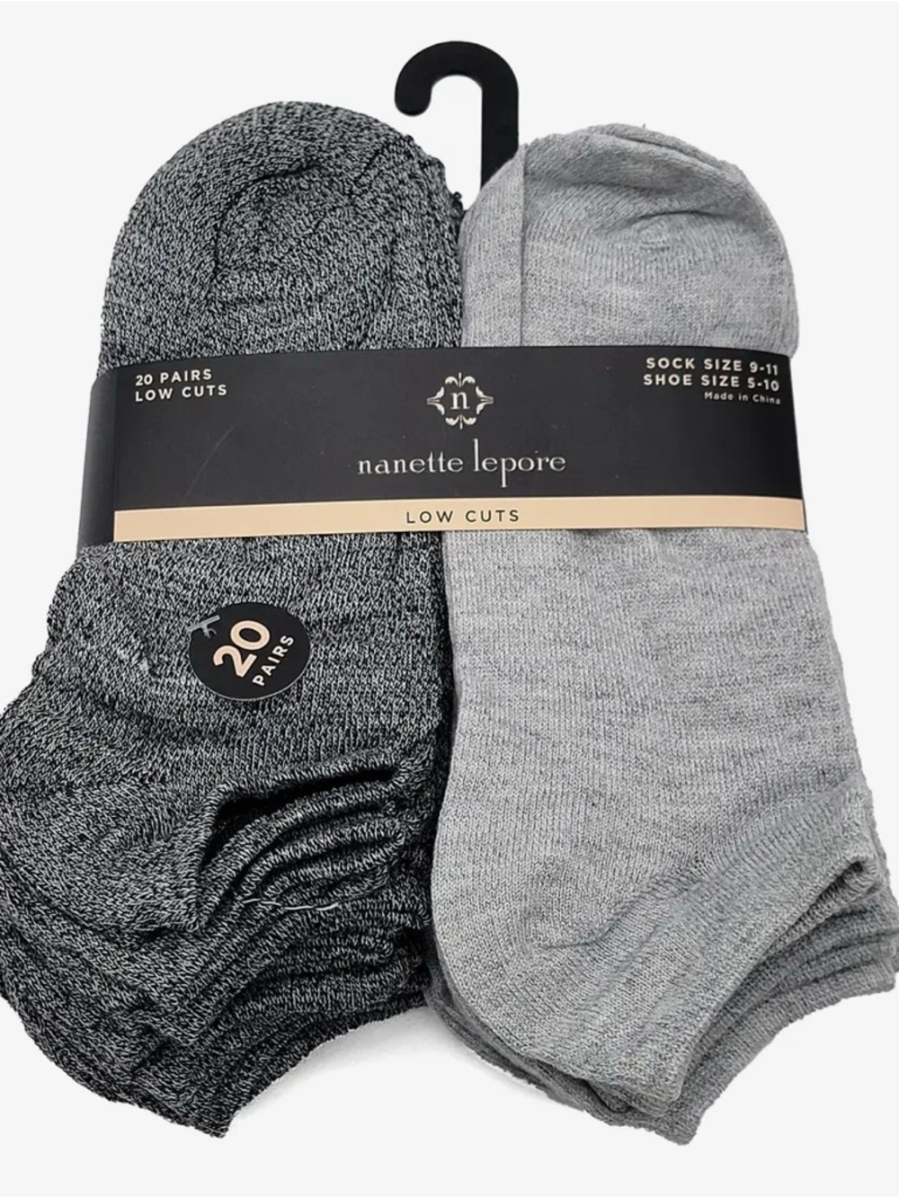 Nanette Lepore Low Cut Athletic Socks - Light Gray & Dark Gray 20 pairs